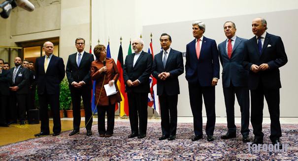 European Union foreign policy chief Catherine Ashton (third from left) delivers a statement during a ceremony next to (left to right) British Foreign Secretary William Hague, German Foreign Minister Guido Westerwelle, Iranian Foreign Minister Mohammad Javad Zarif, Chinese Foreign Minister Wang Yi, U.S. Secretary of State John Kerry, Russian Foreign Minister Sergei Lavrov and French Foreign Minister Laurent Fabius at the United Nations in Geneva on Nov. 24. Iran and six world powers reached a breakthrough agreement early on Sunday to curb Tehran's nuclear program in exchange for limited sanctions relief, in a first step toward resolving a decade-old standoff. | Reuters