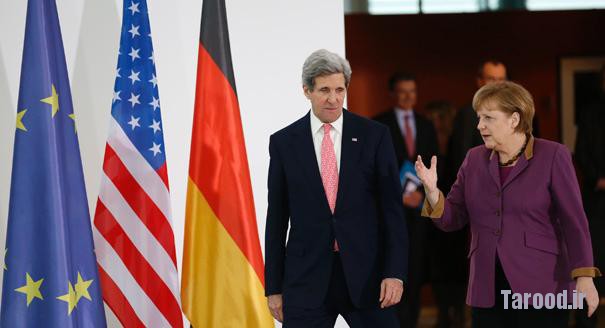 German Chancellor Angela Merkel and Kerry arrive to address the media at the Chancellery in Berlin on Feb. 26. | Reuters