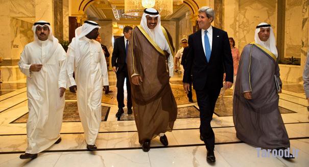Kuwaiti Foreign Minister Sheikh Sabah Khalid Al-hamad Al-sabah (third from left) walks with Kerry and Kuwaiti Ambassador to the U.S. Sheikh Salem Abdullah Jaber al-Sabah after Kerry's meeting with the Kuwaiti Emir at Bayan Palace in Kuwait City on June 26. | Reuters