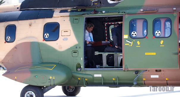 Kerry waits for departure after boarding a Jordanian helicopter in Jerusalem on June 29. Kerry was bound for a meeting with Palestinian President Mahmoud Abbas in Amman, Jordan. | Reuters