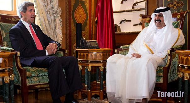 Kerry (left) meets with Qatari Emir Hamad bin Khalifa Al Thani at Wajbah Palace in Doha on June 23. Kerry attended meetings regarding the Syrian conflict and Afghan peace bid during his visit to Qatar. | Reuters