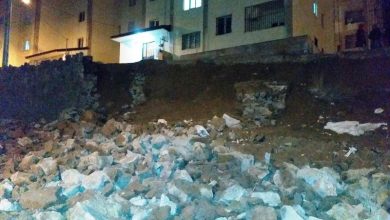 ریزش دیوار حائل مسکن مهر گیلاوند